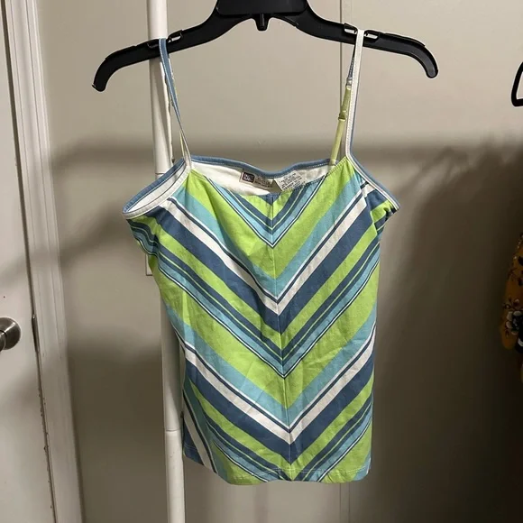 Faded Glory Women’s Green Blue White Chevron Tank Top size large 12/14 - Picture 1 of 4